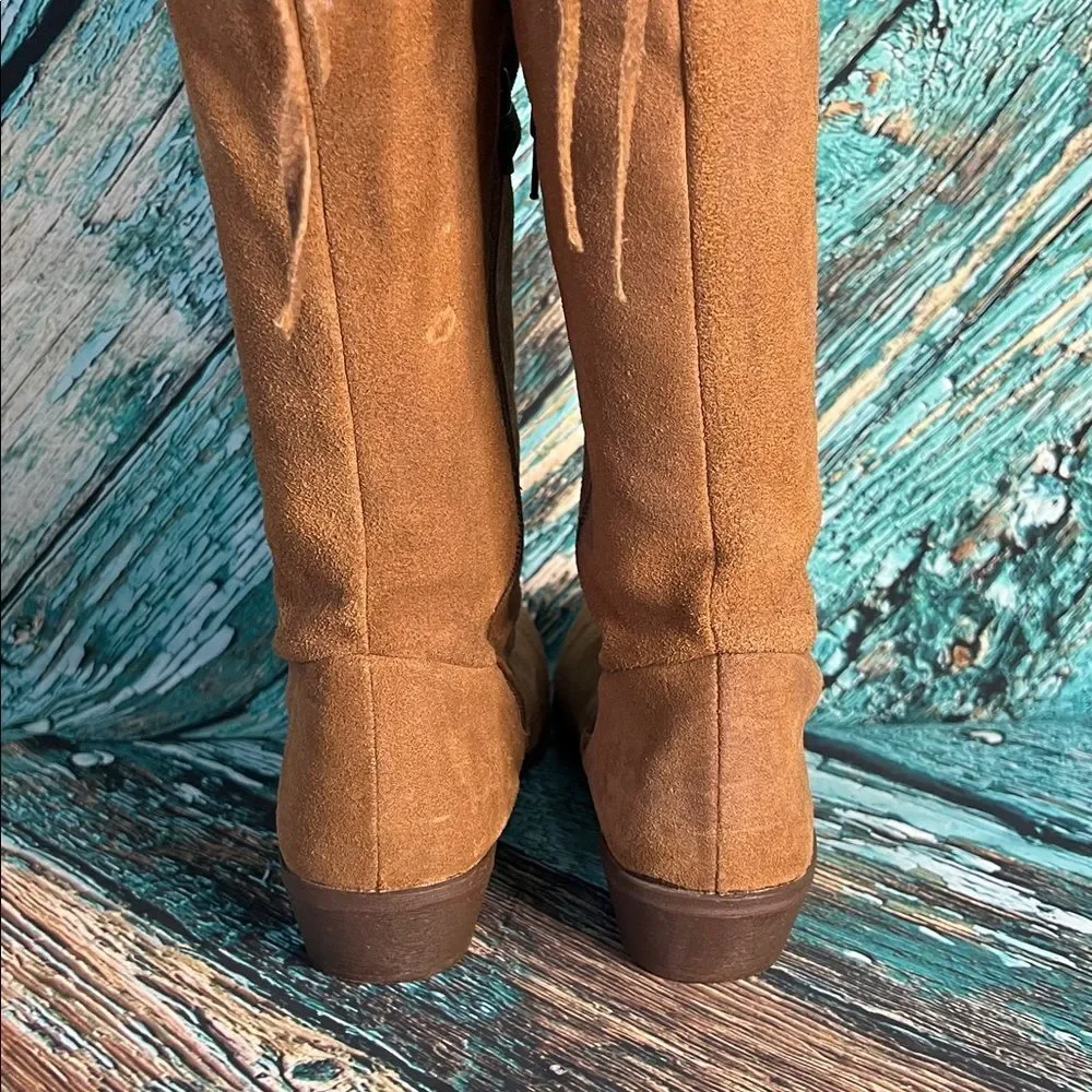 Naughty Monkey Brown Over the Knee Fringe Boots